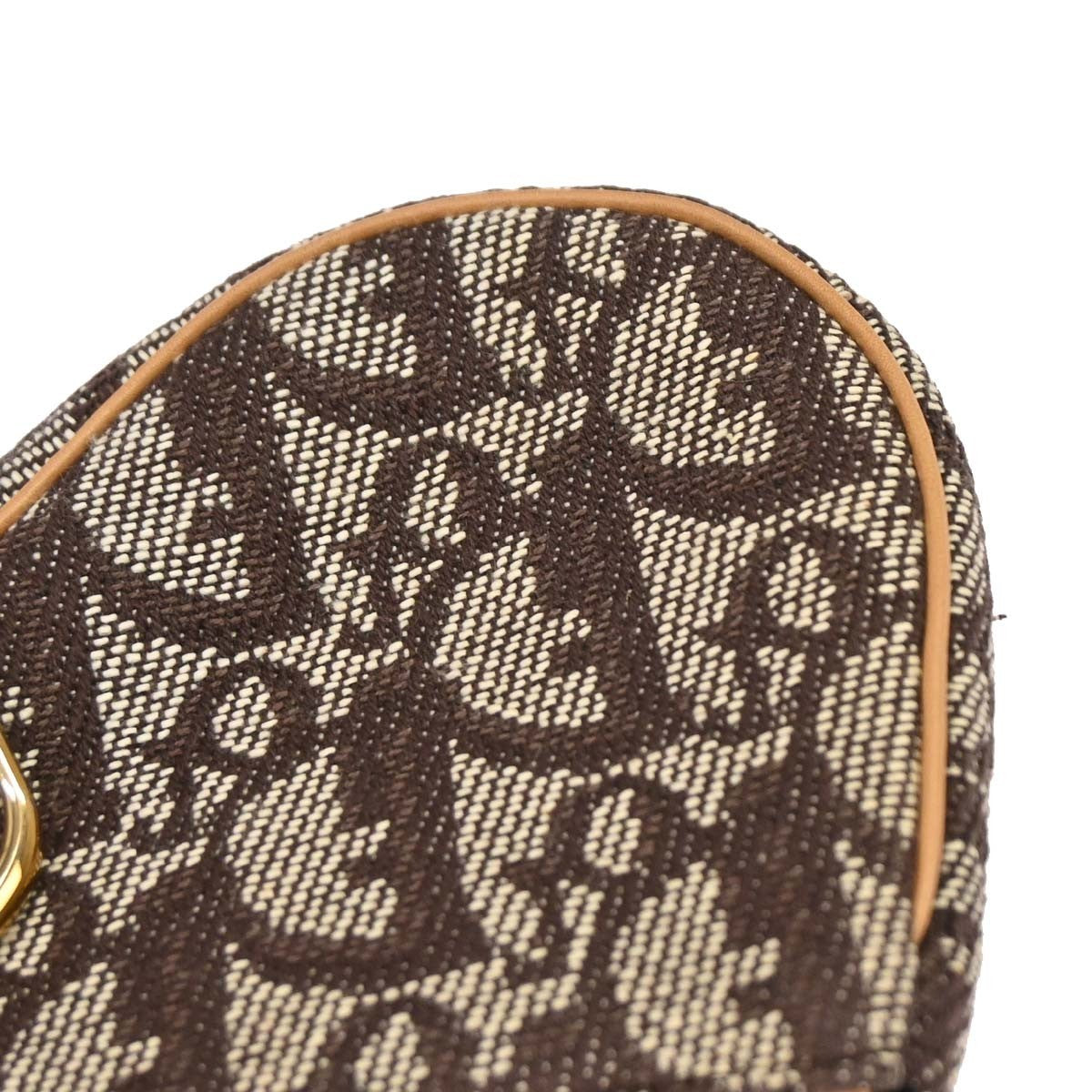 Christian Dior Vintage Saddle Zip Coin Purse Diorissimo Canvas Brown Canvas Clutche & Pouche Bag (Pre-Owned)