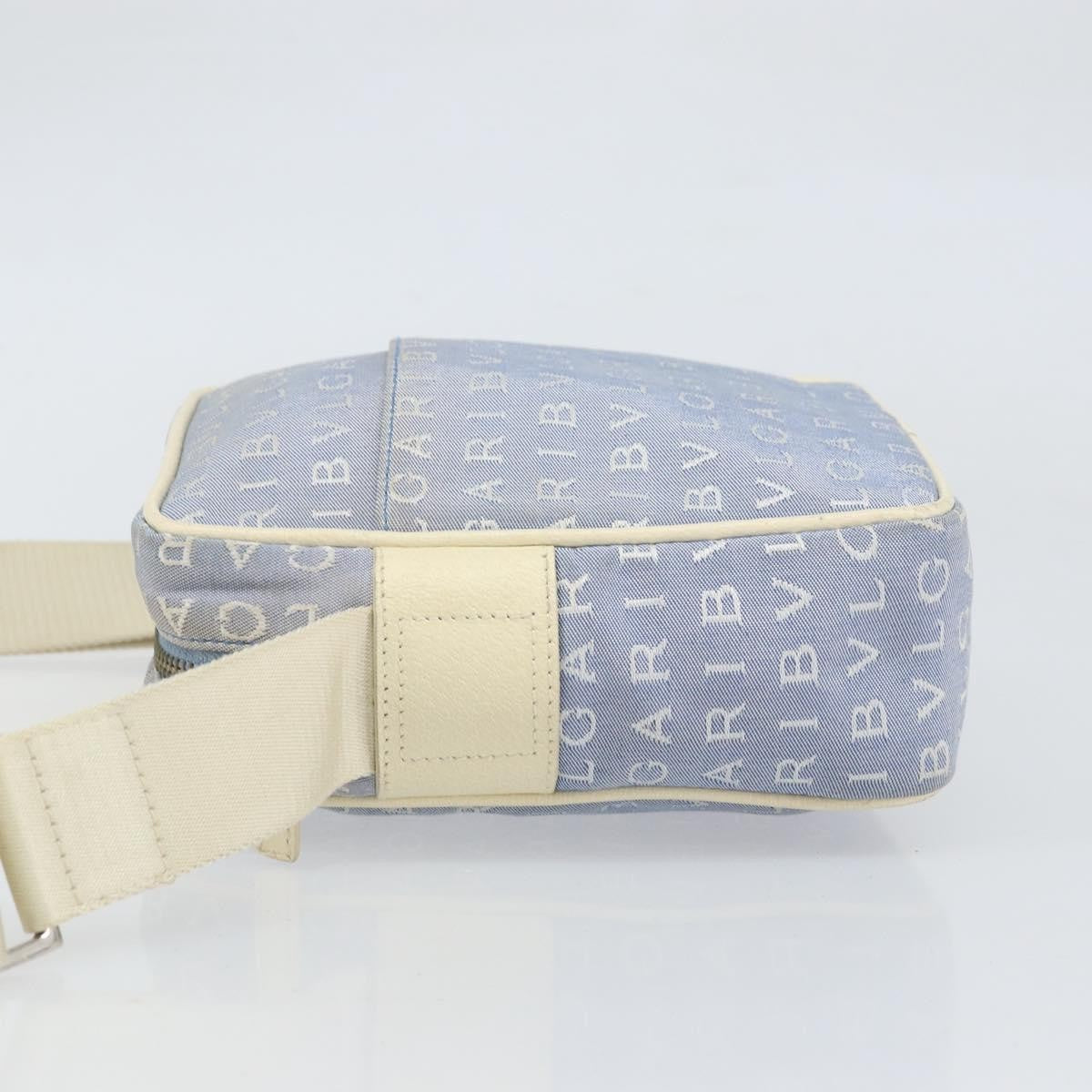 Bvlgari Logomania Canvas With Leather Blue Canvas Shoulder Bag Bag (Pre-Owned)