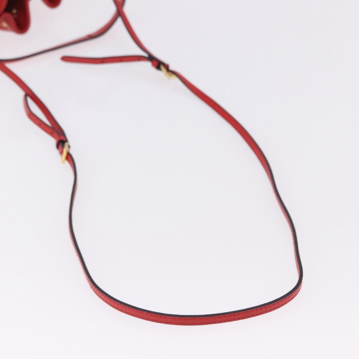 Prada Drawstring Pocket Bucket Soft Calf Red Leather Shoulder Bag Bag (Pre-Owned)