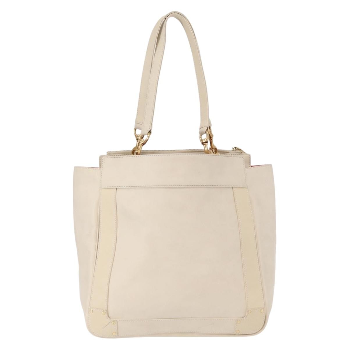 Chloe Eden Leather White Leather Tote Bag Bag (Pre-Owned)