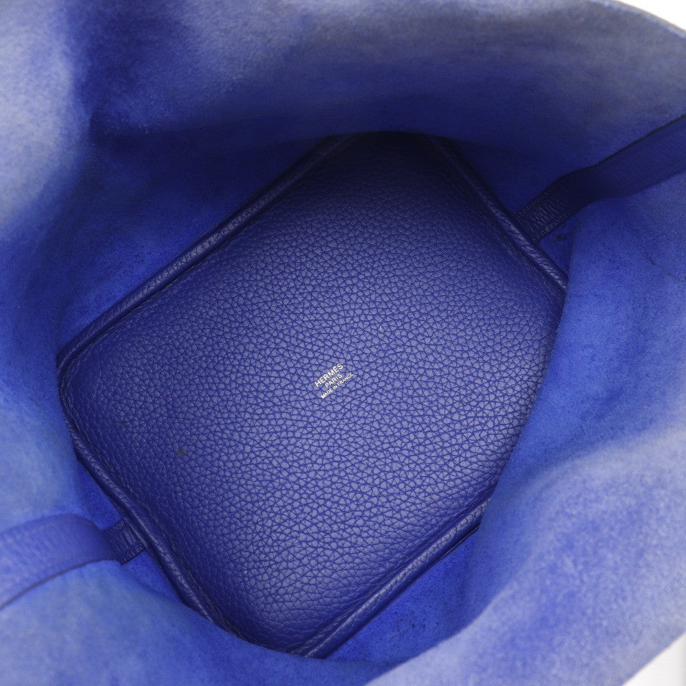 Hermes Picotin Lock Clemence Blue Leather Handbag (Pre-Owned)