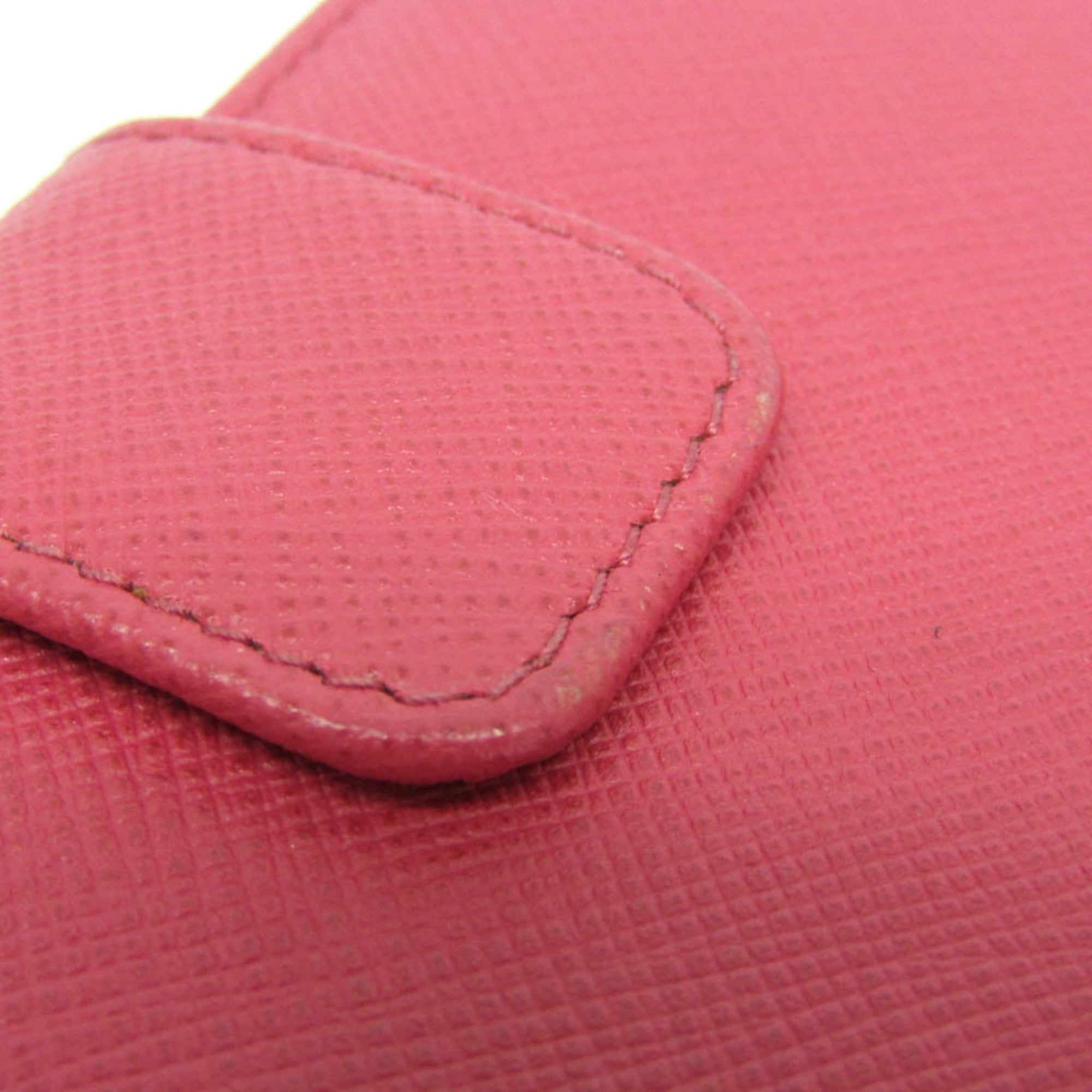 Prada Tab Bifold Saffiano Leather Pink Leather Wallets Accessory (Pre-Owned)