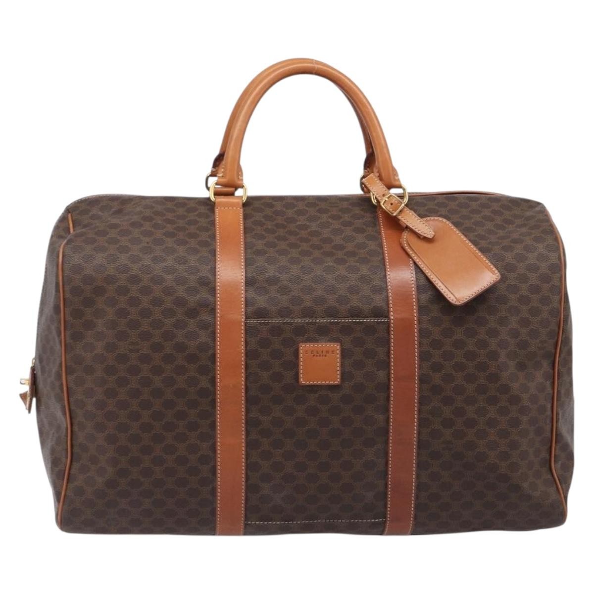 Celine Boston Triomphe Coated Canvas Brown Canvas Handbag (Pre-Owned)