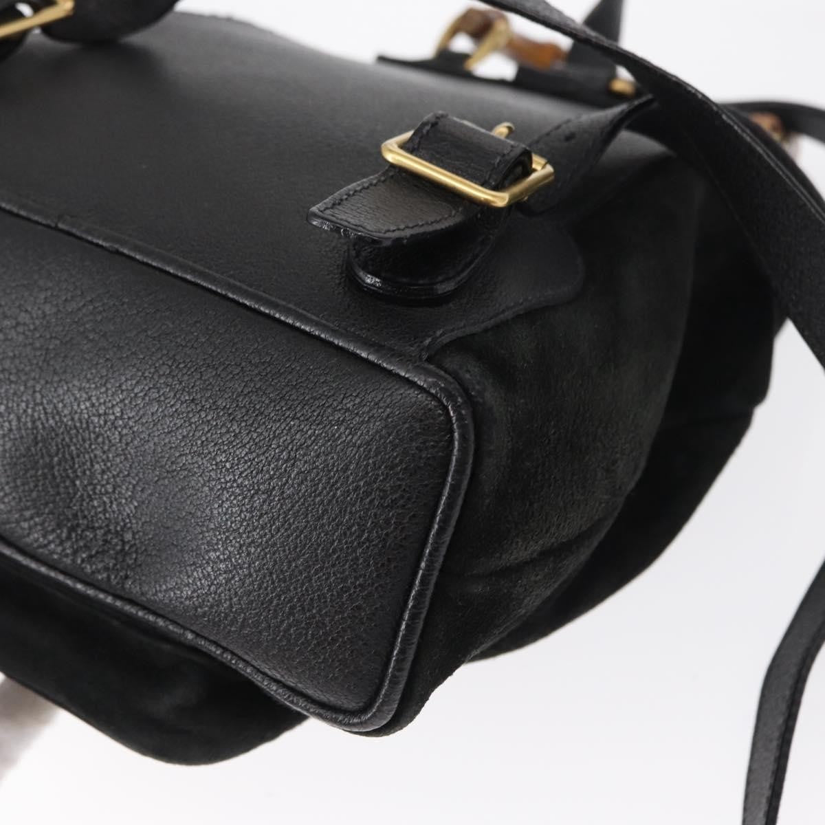 Gucci Vintage Bamboo Suede Black Suede Backpack Bag (Pre-Owned)