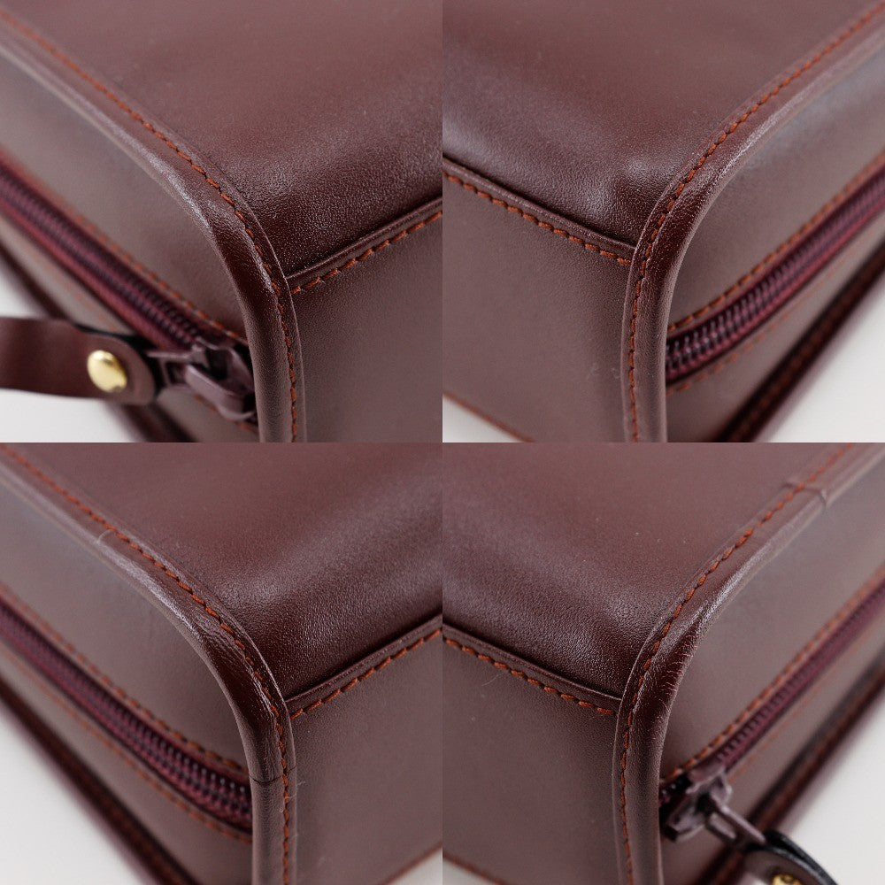 Cartier Vintage Must De Cartier Leather Burgundy Leather Clutche & Pouche Bag (Pre-Owned)