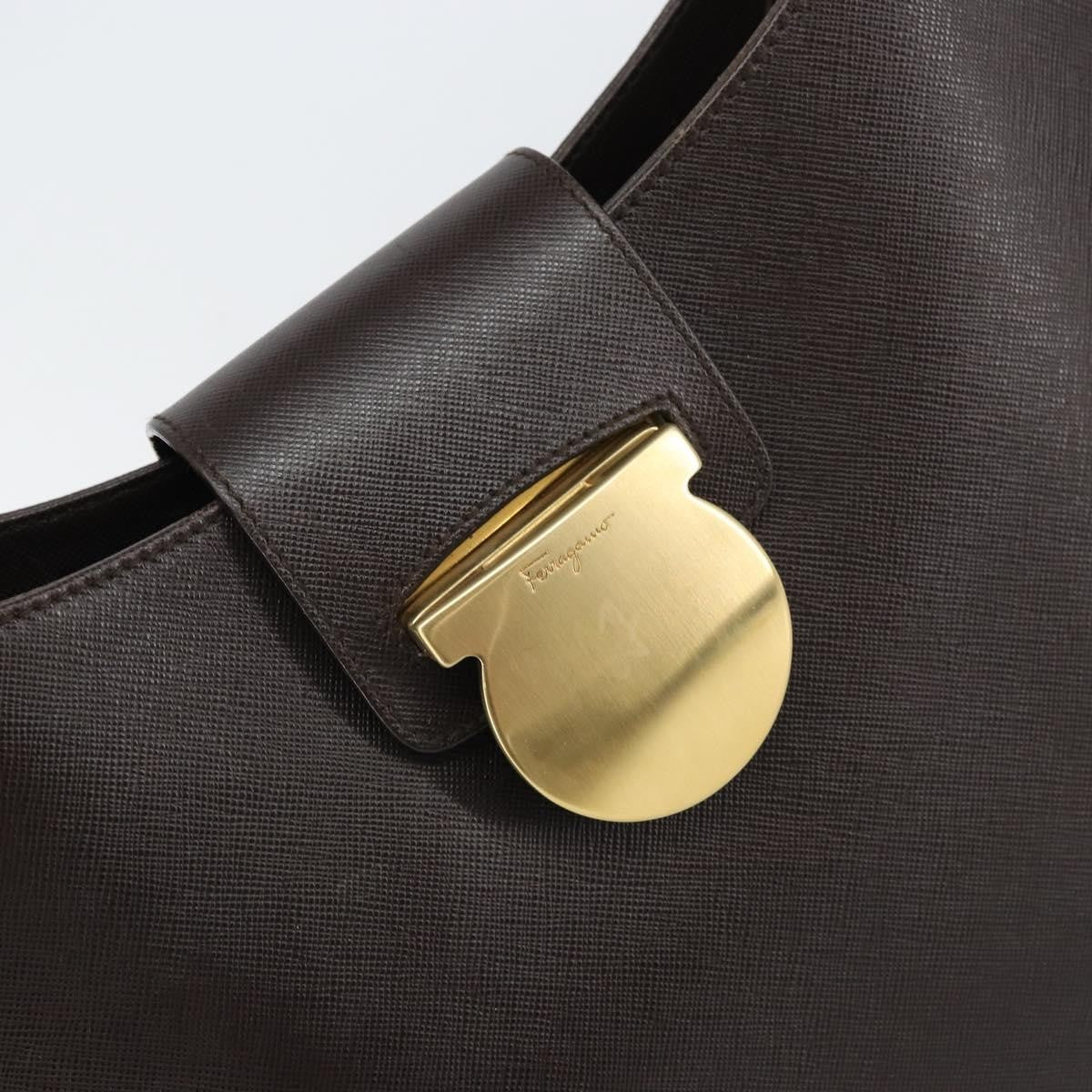 Salvatore Ferragamo Shoulder Bag Leather Brown Leather Shoulder Bag Bag (Pre-Owned)