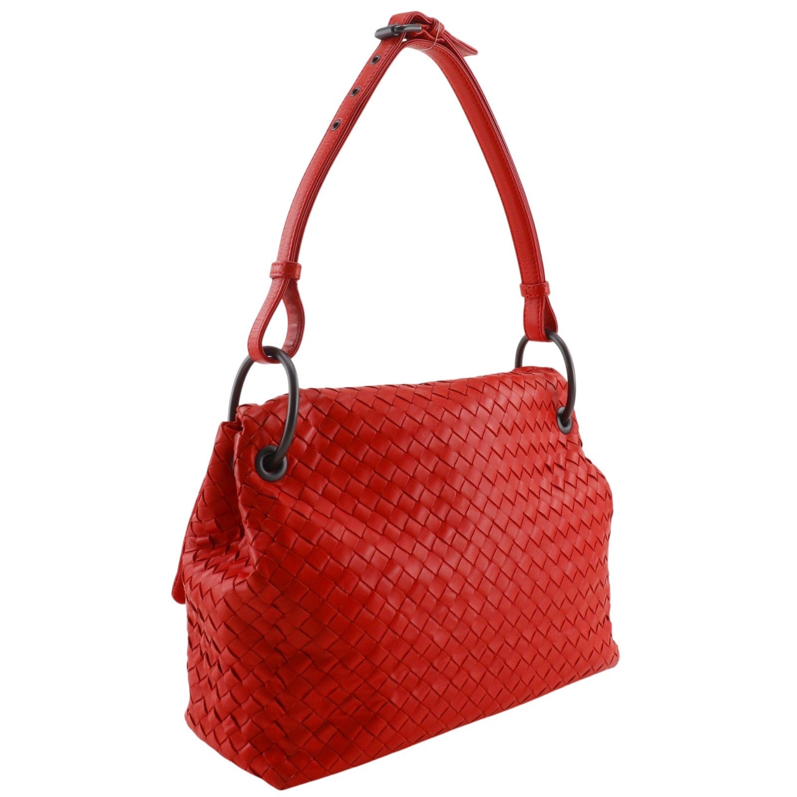 Bottega Veneta Intrecciato Shoulder Leather Red Calfskin Shoulder Bag Bag (Pre-Owned)