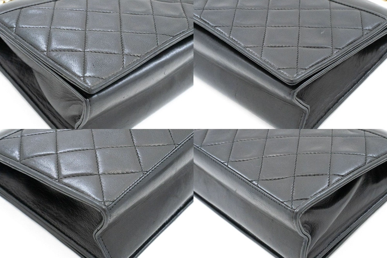 Chanel Vintage Curve Cc Flap Quilted Lambskin Black Leather Shoulder Bag Bag (Pre-Owned)