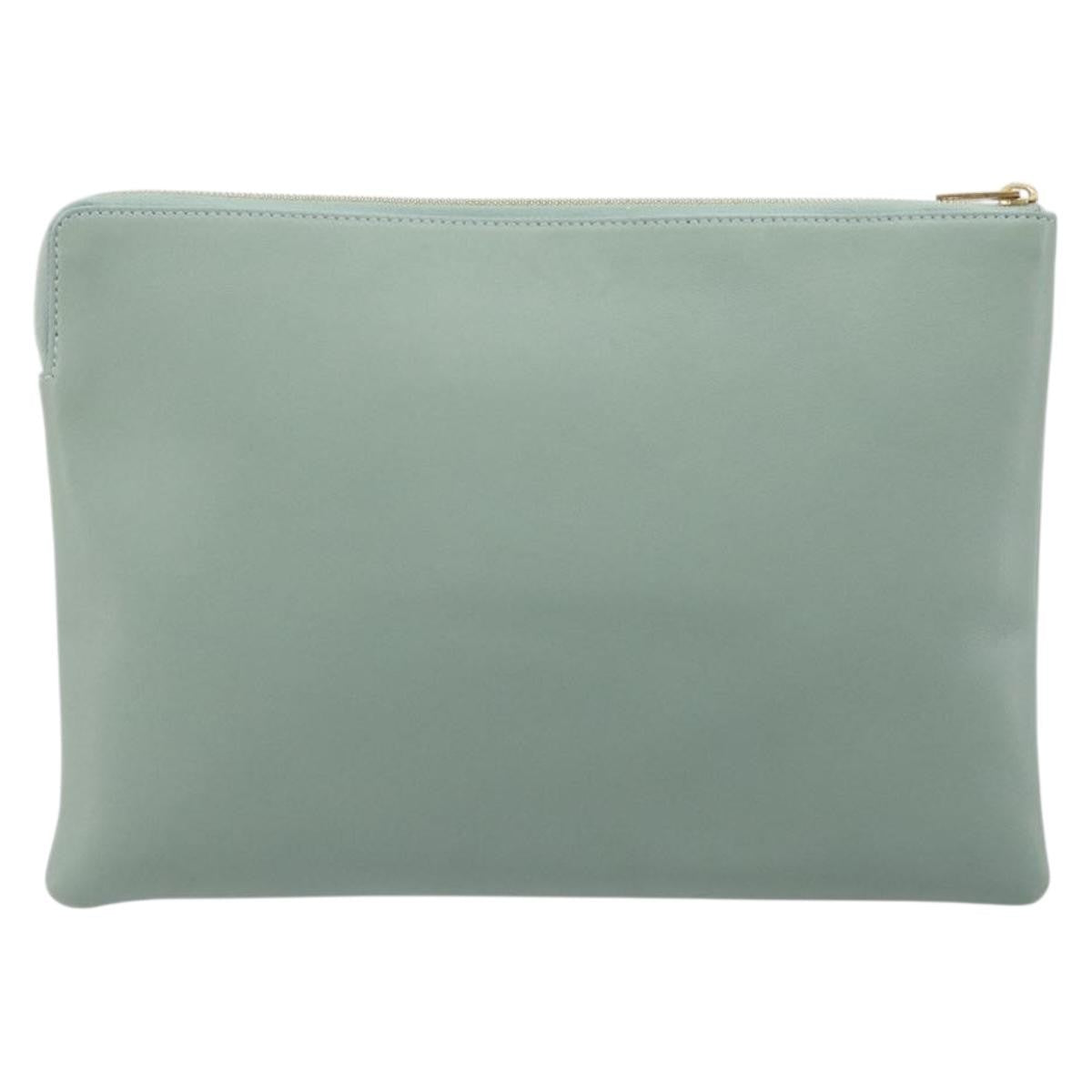 Celine Solo Leather Green Leather Clutche & Pouche Bag (Pre-Owned)