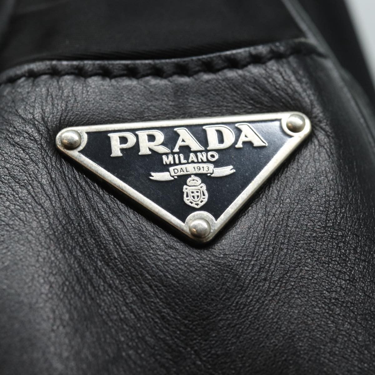 Prada Zip Hobo Tessuto With Leather Black Nylon Shoulder Bag Bag (Pre-Owned)
