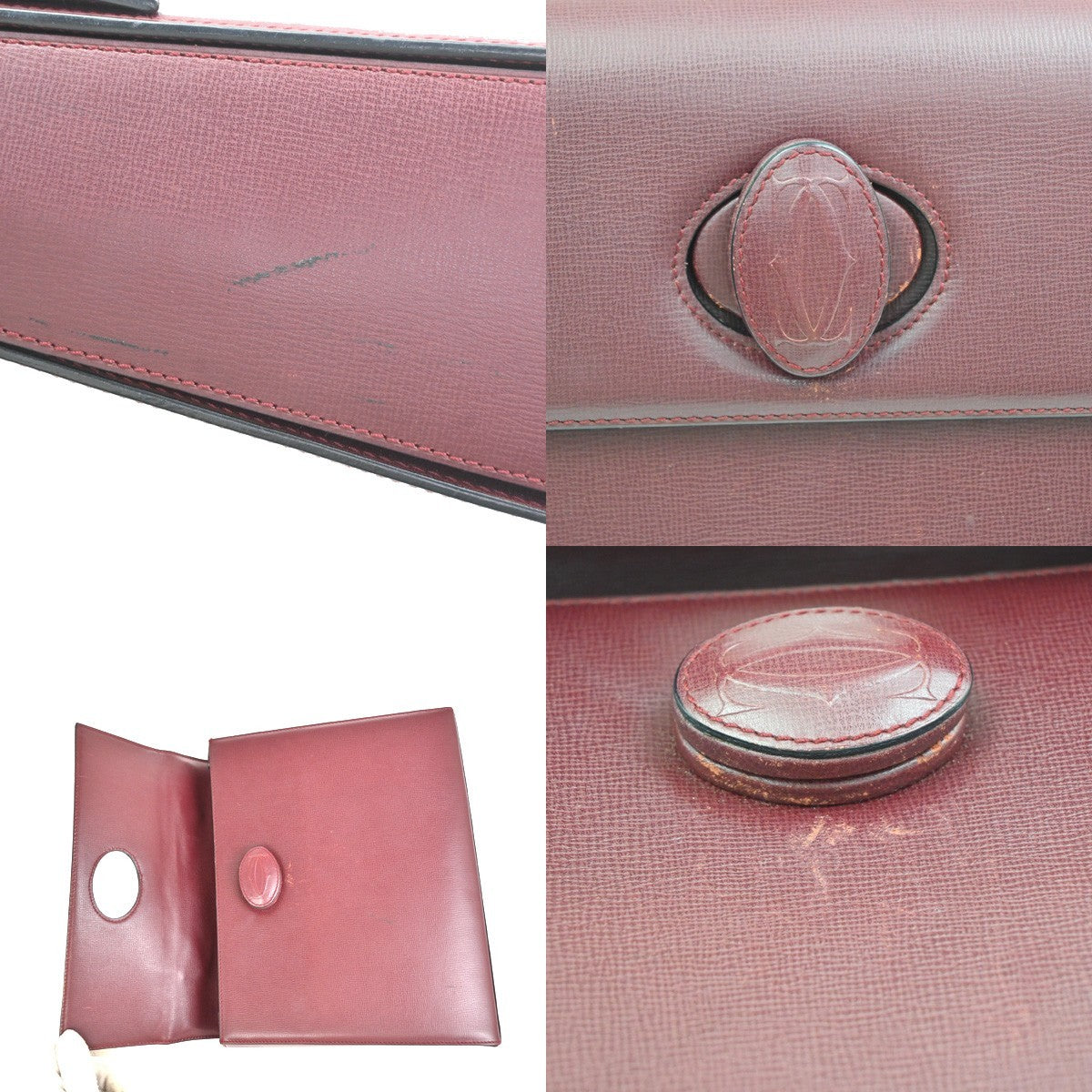 Cartier Must De Cartier Leather Burgundy Leather Handbag (Pre-Owned)