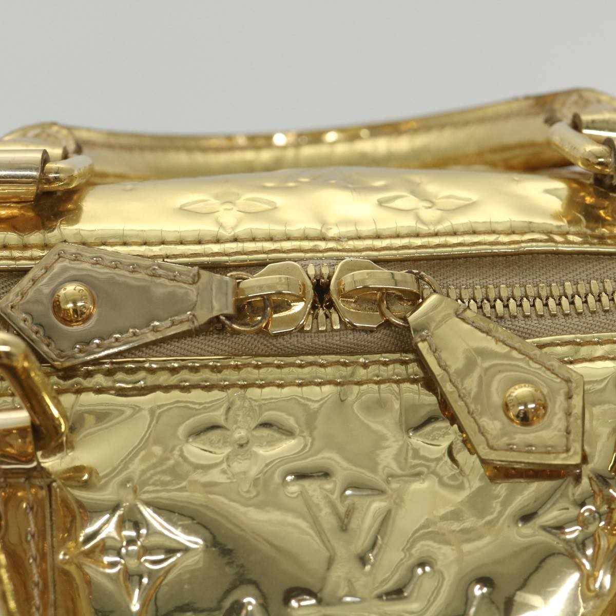Louis Vuitton Keepall Monogram Miroir Pvc Gold Patent_Leather Travel Bag Bag (Pre-Owned)