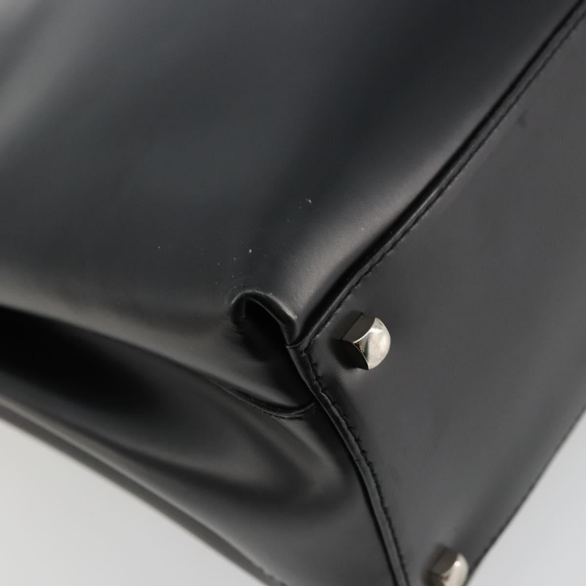 Salvatore Ferragamo Double Gancini Side Buckle Leather Black Leather Tote Bag Bag (Pre-Owned)