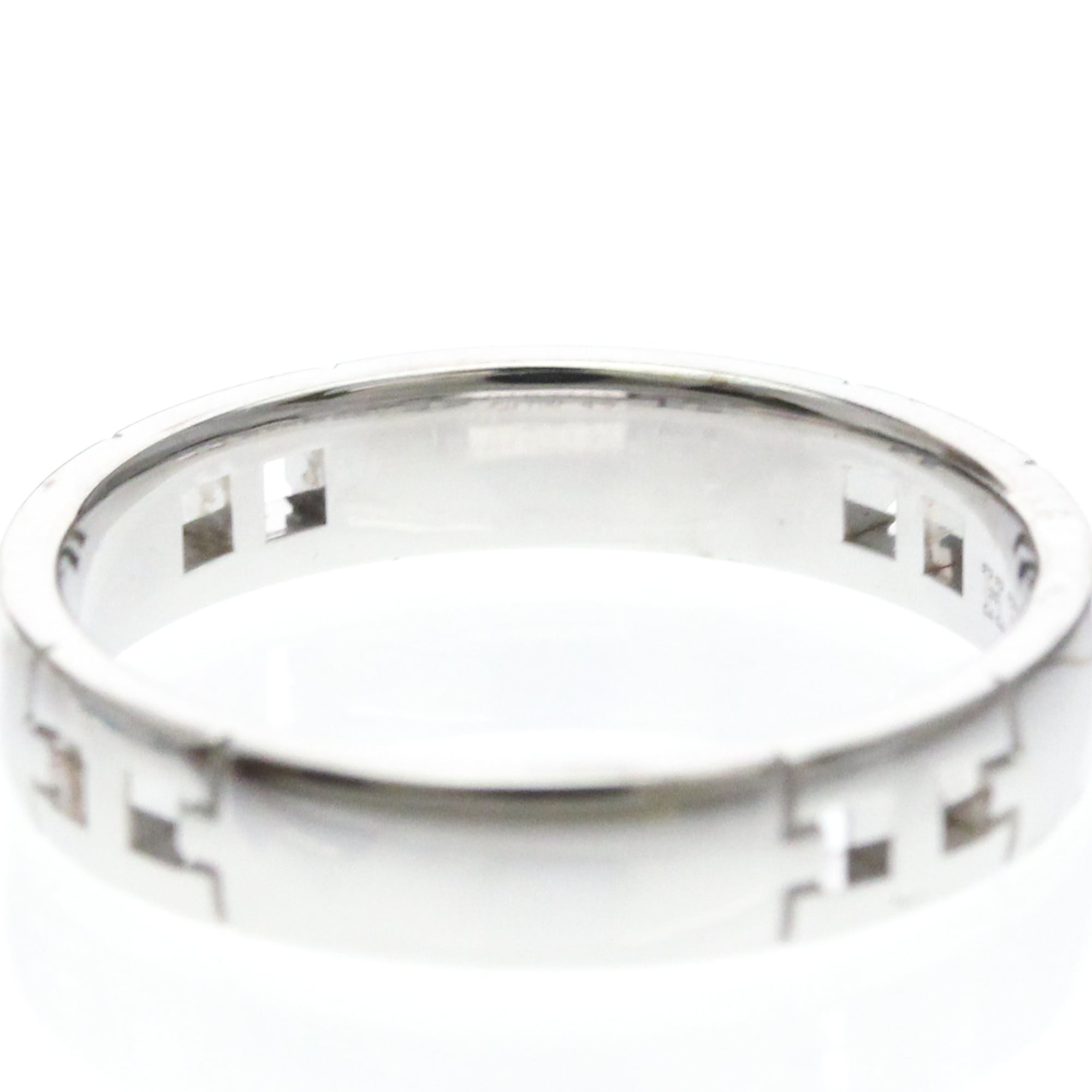 Hermes Hercules 18K White Gold Silver White_Gold Ring Jewelry (Pre-Owned)