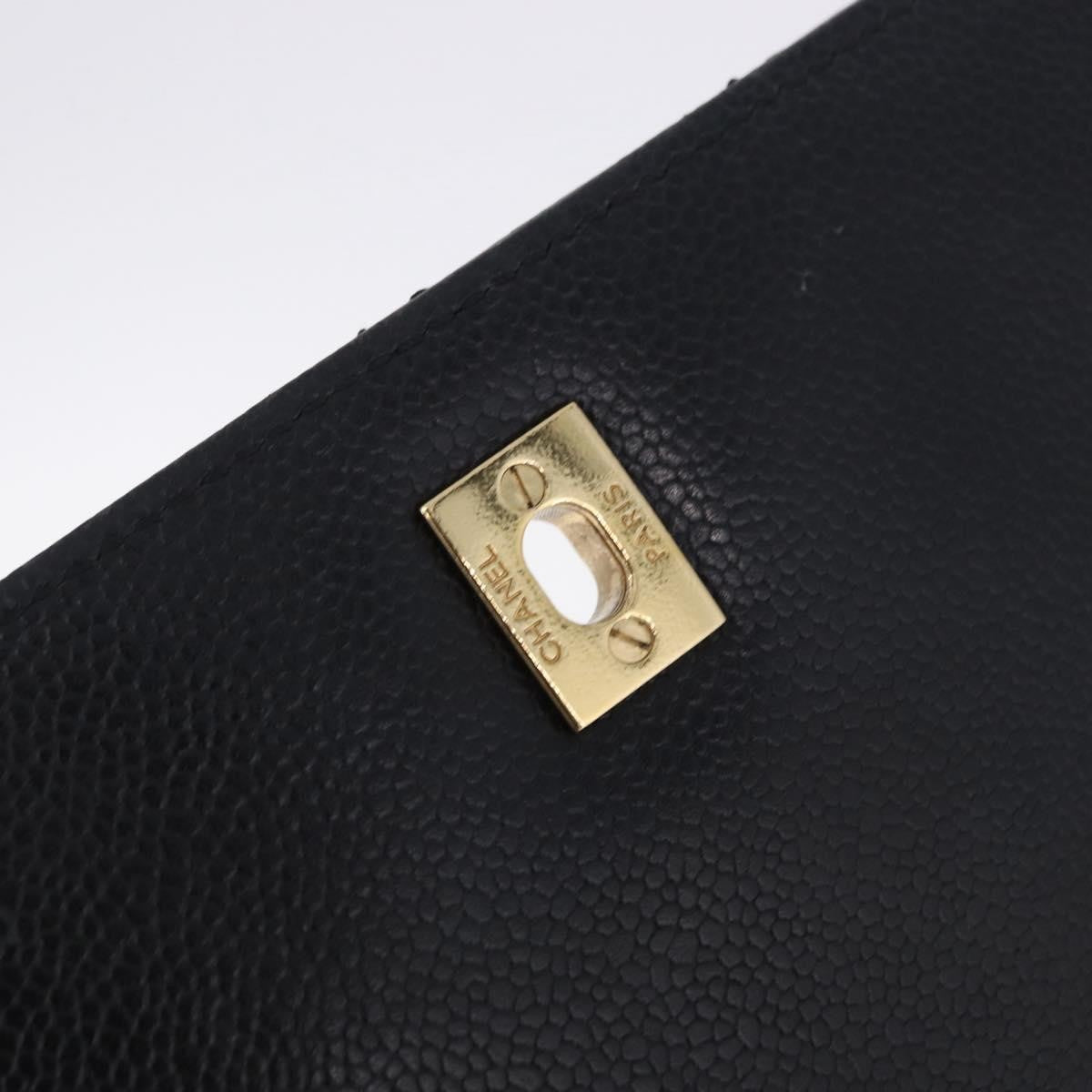 Chanel Coco Top Handle Quilted Caviar With Lizard Black Leather Handbag (Pre-Owned)