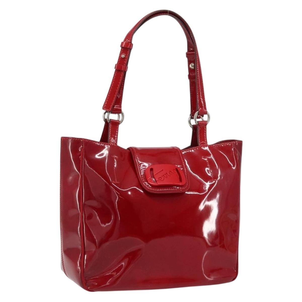 Salvatore Ferragamo Vintage Patent Leather Red Patent_Leather Tote Bag Bag (Pre-Owned)