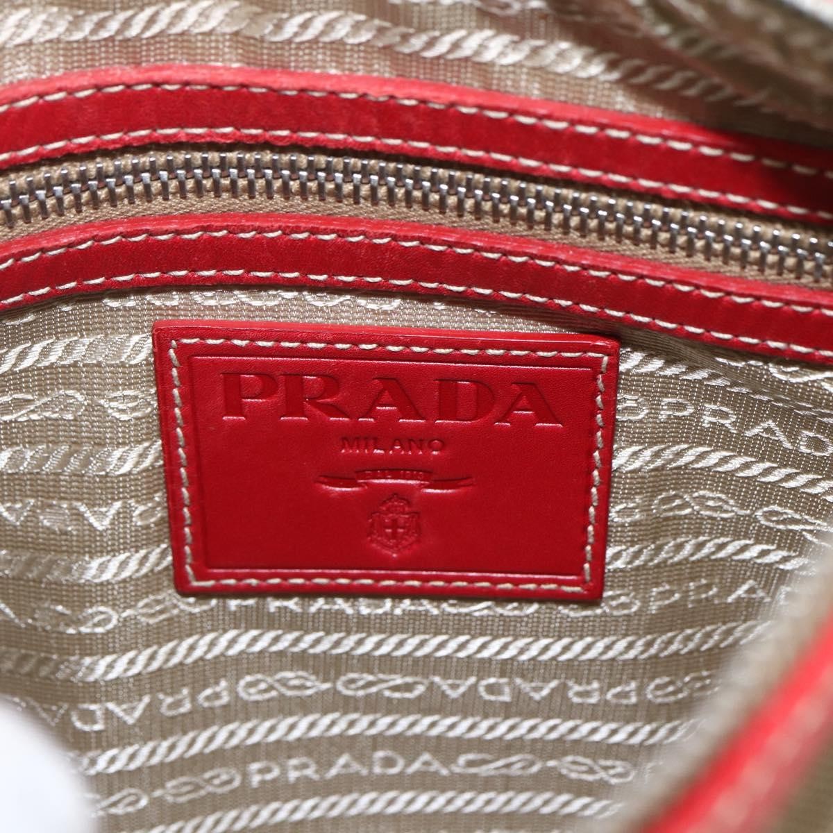 Prada Logo Zip Canvas Beige Canvas Shoulder Bag Bag (Pre-Owned)