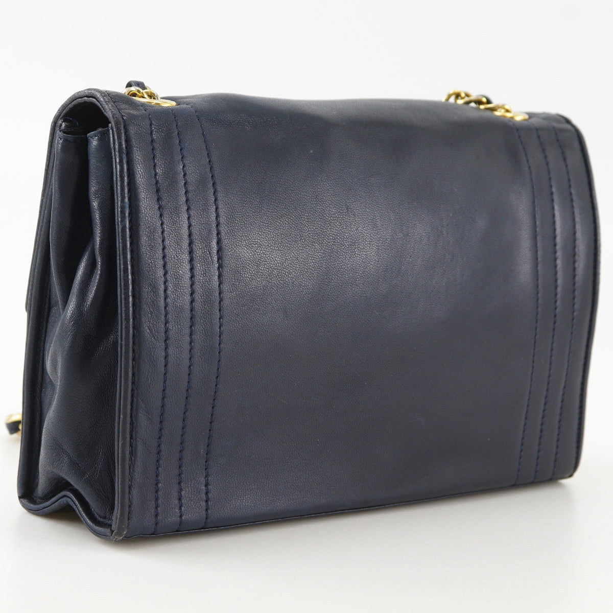 Chanel Vintage Cc Envelope Chain Flap Lambskin Navy Leather Shoulder Bag Bag (Pre-Owned)