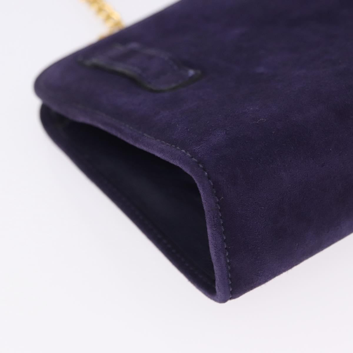 Salvatore Ferragamo Vintage Gancini Chain Suede Purple Suede Shoulder Bag Bag (Pre-Owned)
