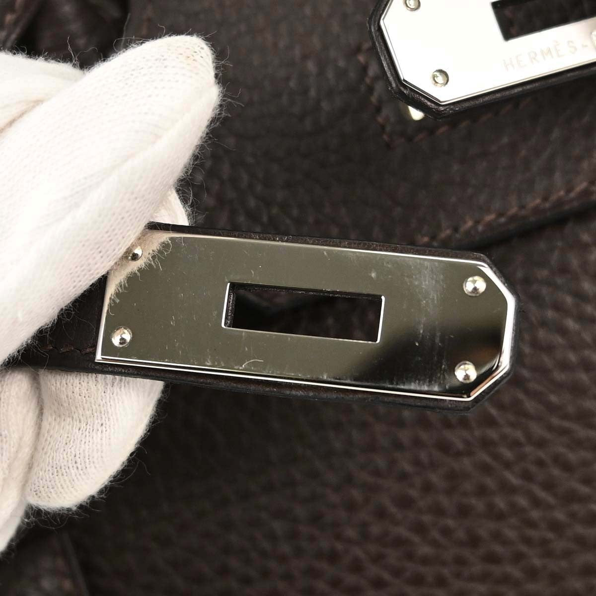 Hermes Birkin Chocolat Taurillon Clemence Brown Leather Handbag (Pre-Owned)