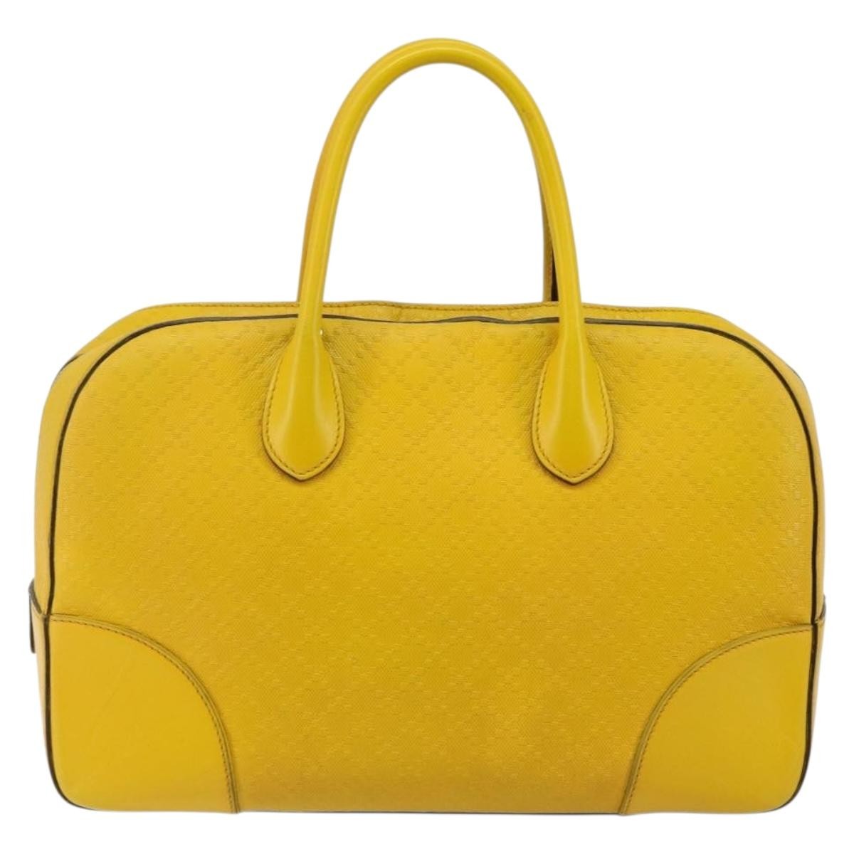 Gucci Bright Top Handle Diamante Leather Yellow Leather Handbag (Pre-Owned)