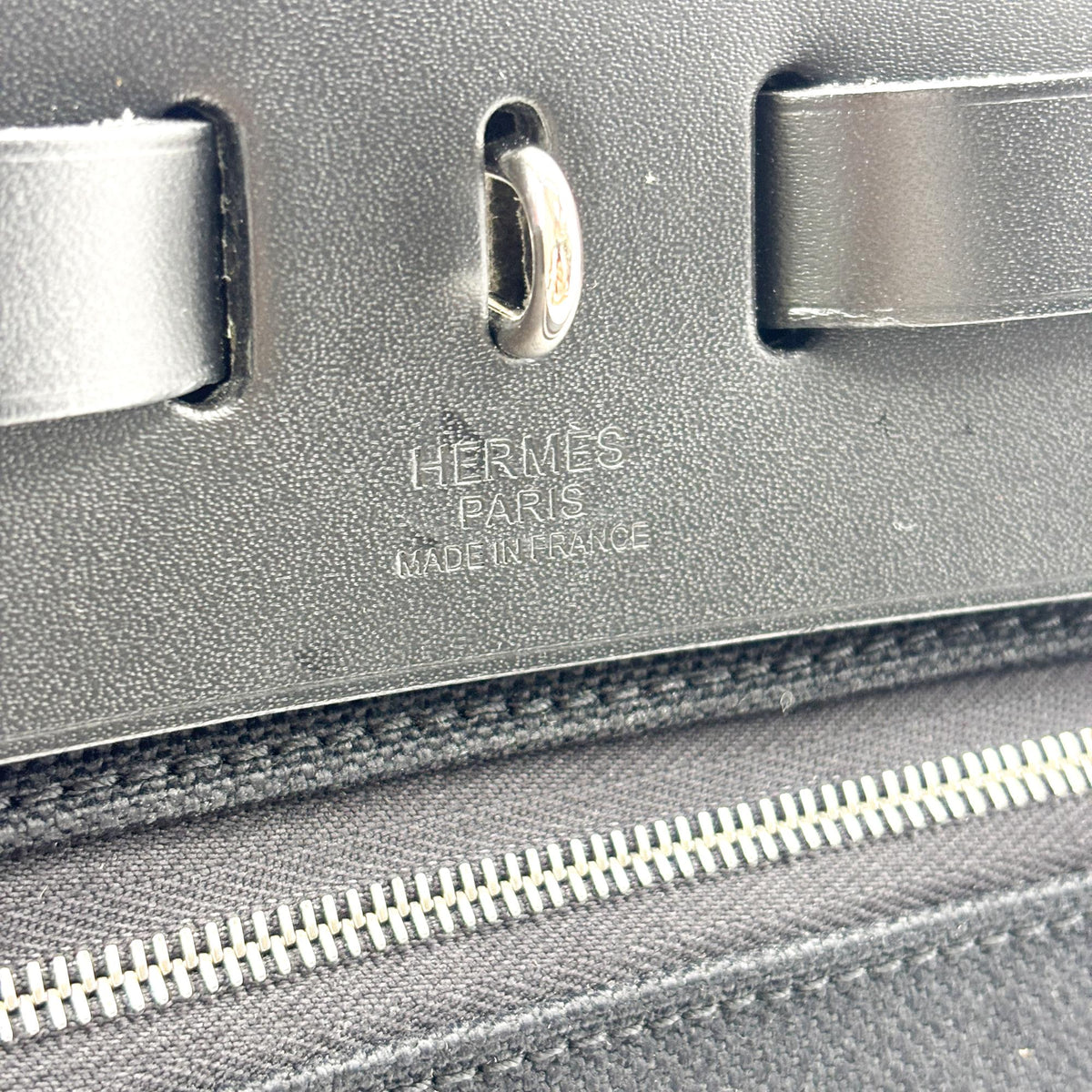 Hermes Herbag Zip Leather And Toile Black Canvas Handbag (Pre-Owned)