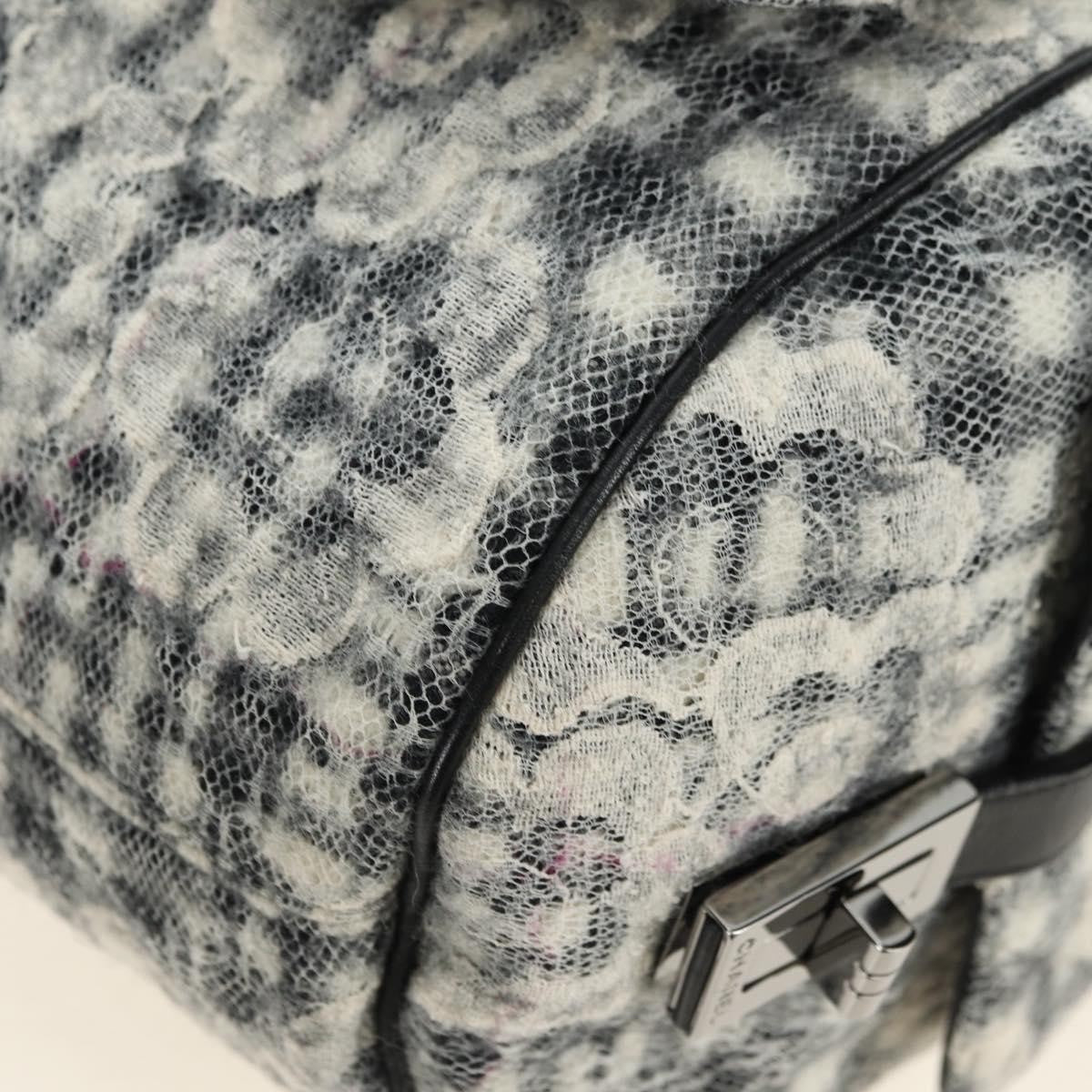 Chanel Vintage Camellia Flap Camera Quilted Tweed White Wool Shoulder Bag Bag (Pre-Owned)