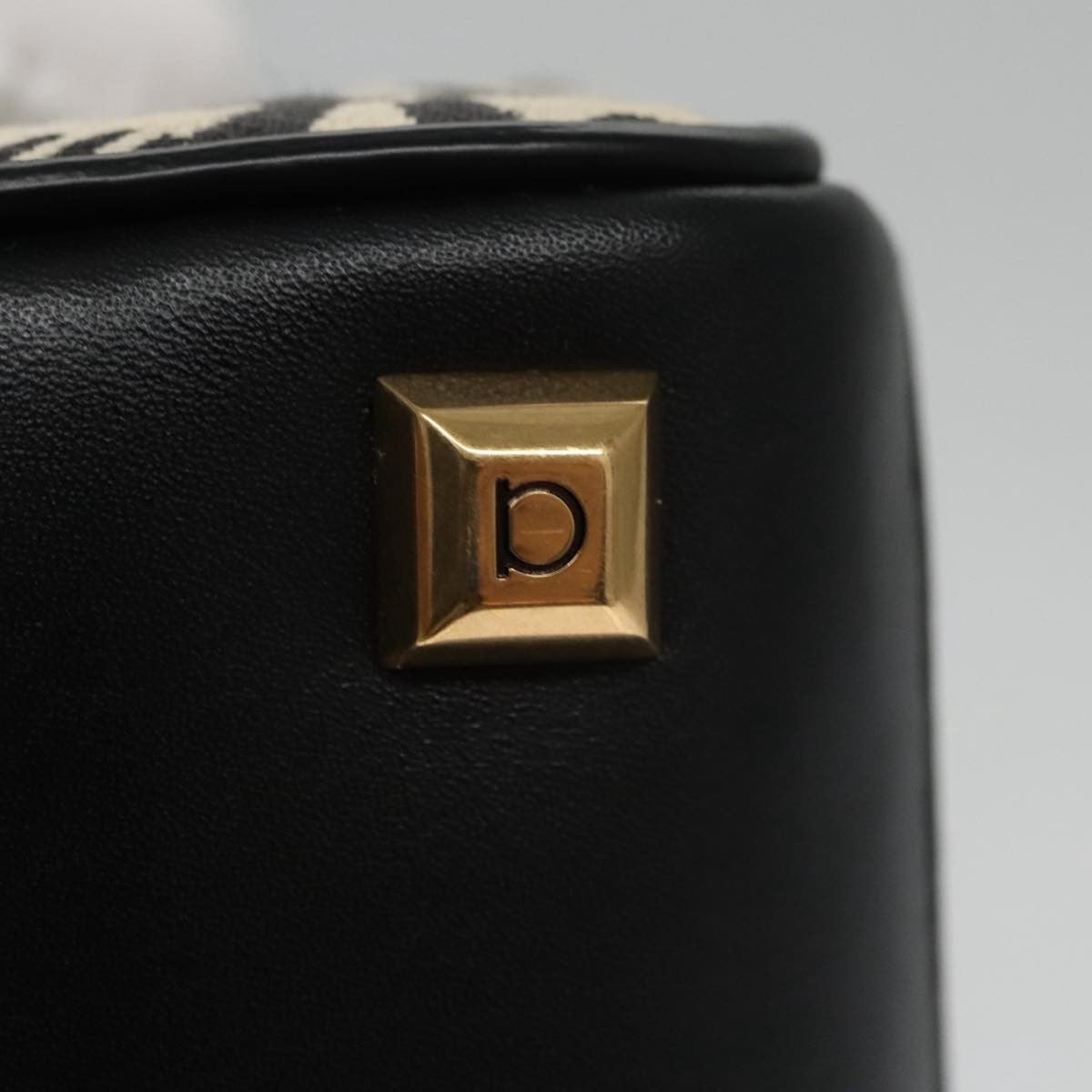Salvatore Ferragamo Studio Satchel Gancini Jacquard And Leather Black Canvas Handbag (Pre-Owned)