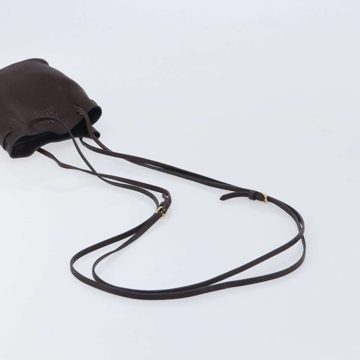 Miu Miu Aviator Bucket Leather Brown Leather Handbag (Pre-Owned)