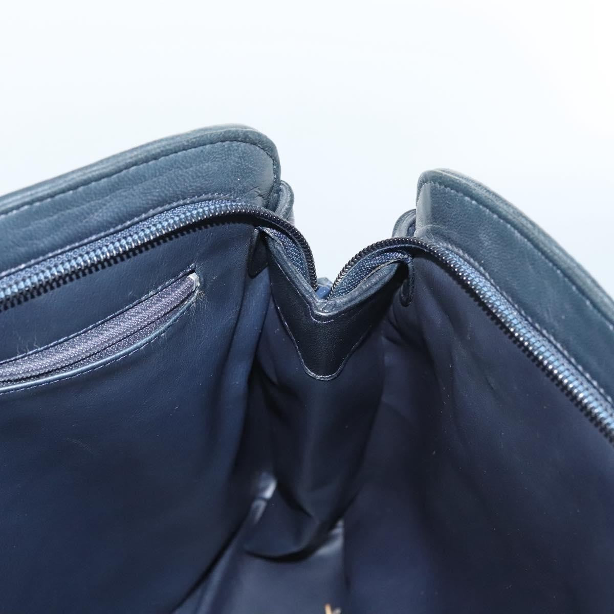 Bally Vintage Quilted Leather Navy Leather Shoulder Bag Bag (Pre-Owned)