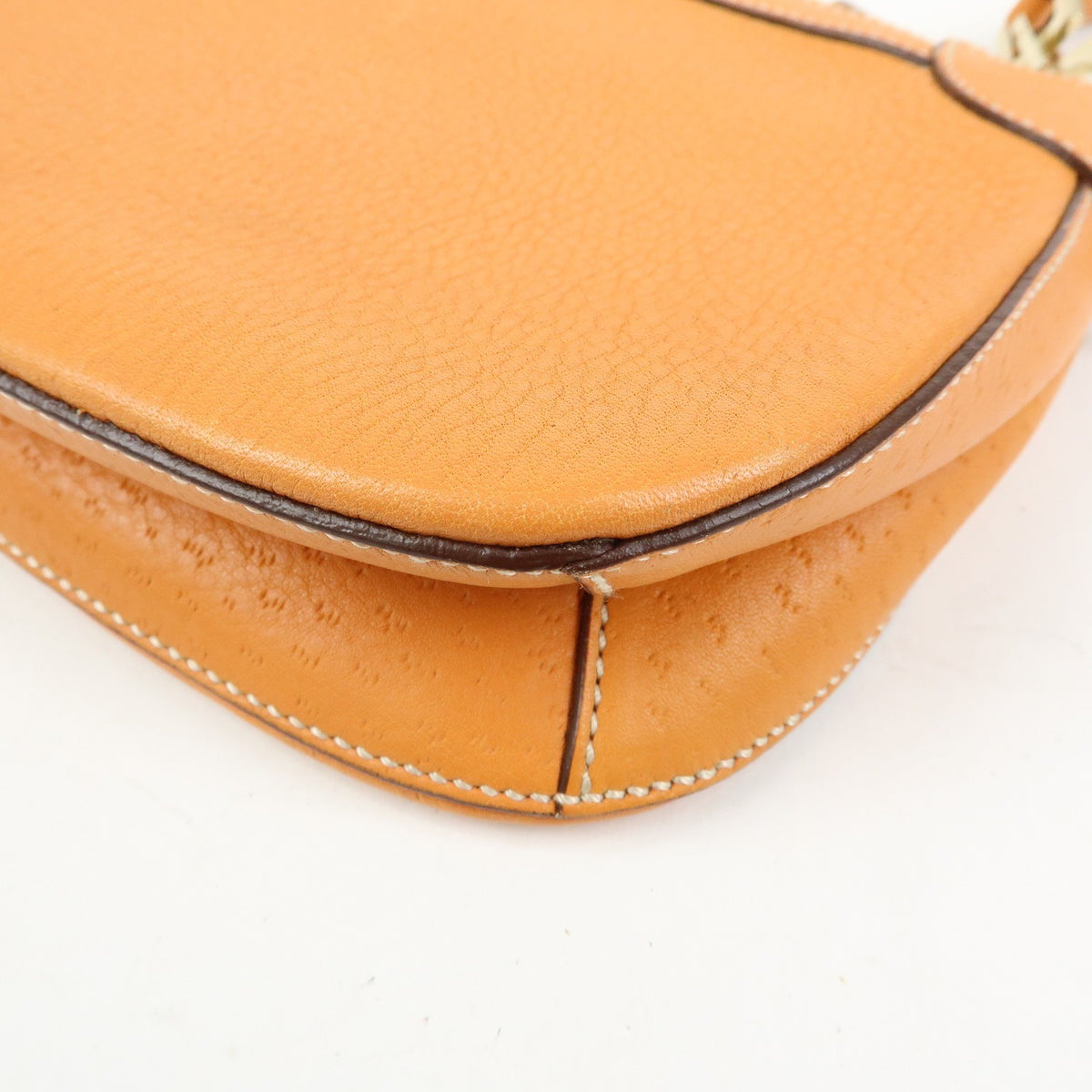 Salvatore Ferragamo Gancini Top Handle Leather Orange Leather Handbag (Pre-Owned)