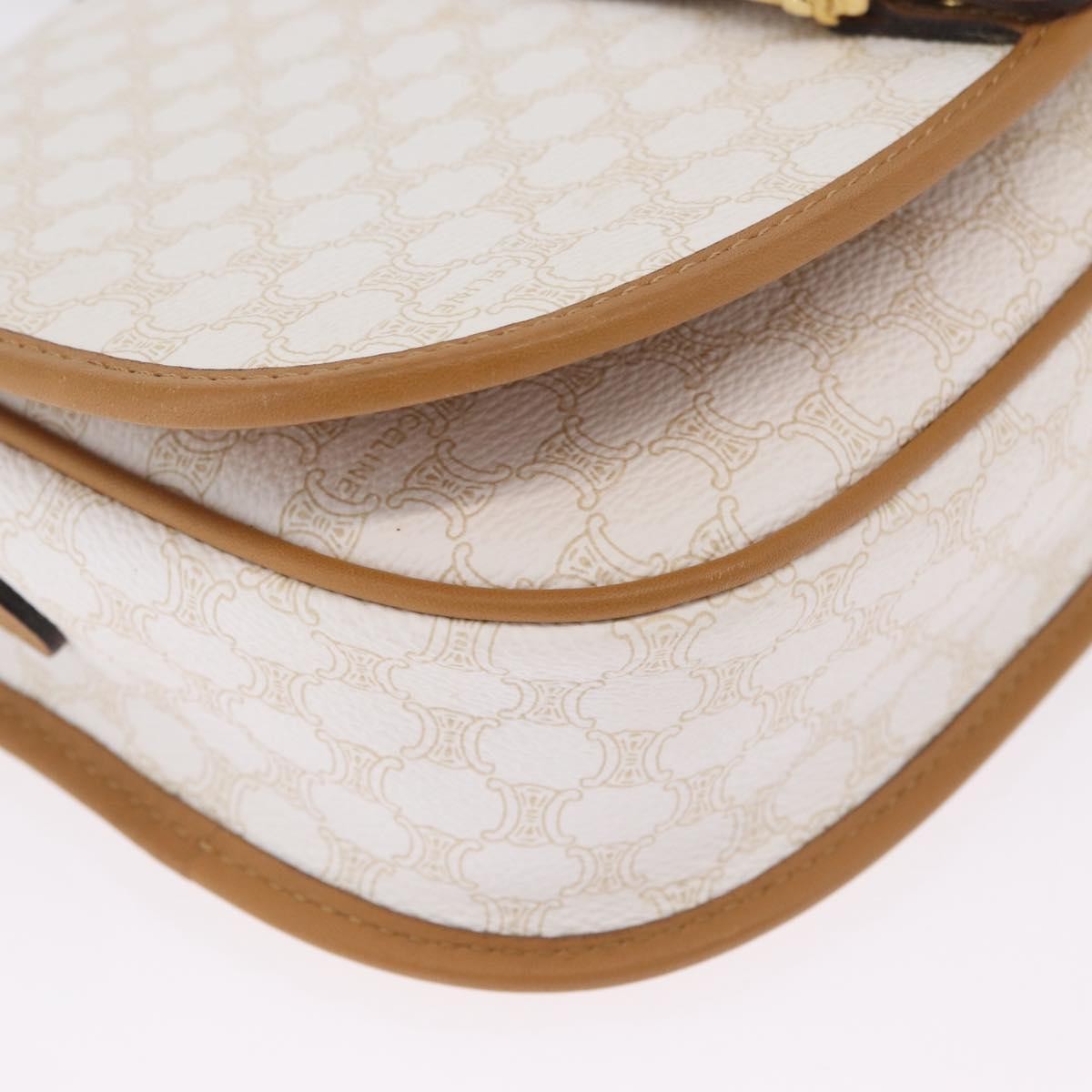 Celine Macadam Shoulder Canvas White Canvas Crossbody Bag Bag (Pre-Owned)