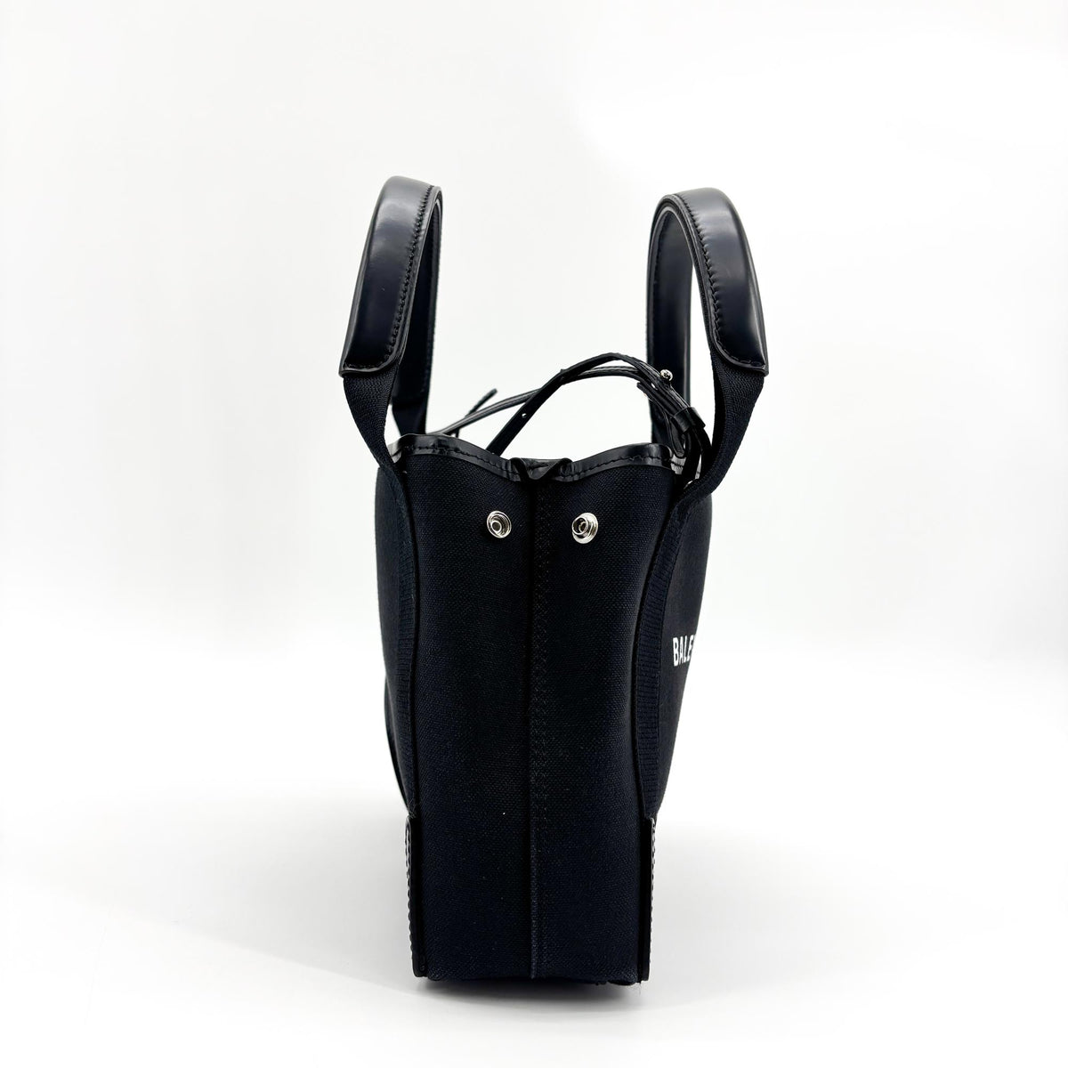 Balenciaga Navy Cabas Canvas With Leather Black Canvas Tote Bag Bag (Pre-Owned)