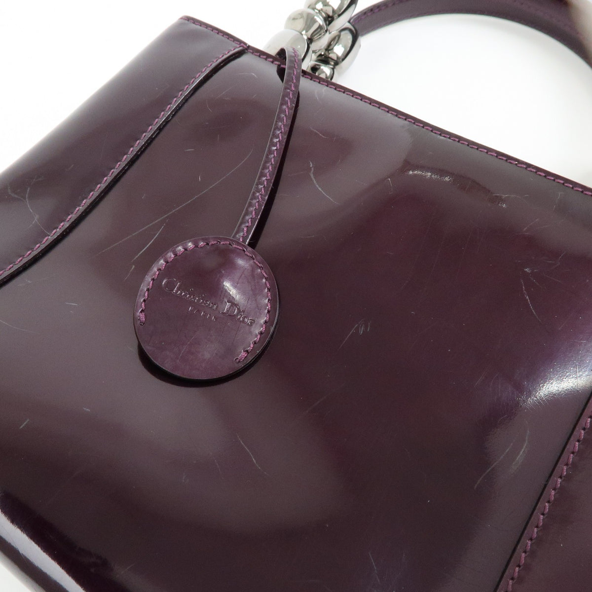 Christian Dior Handbag Leather Purple Patent_Leather Handbag (Pre-Owned)