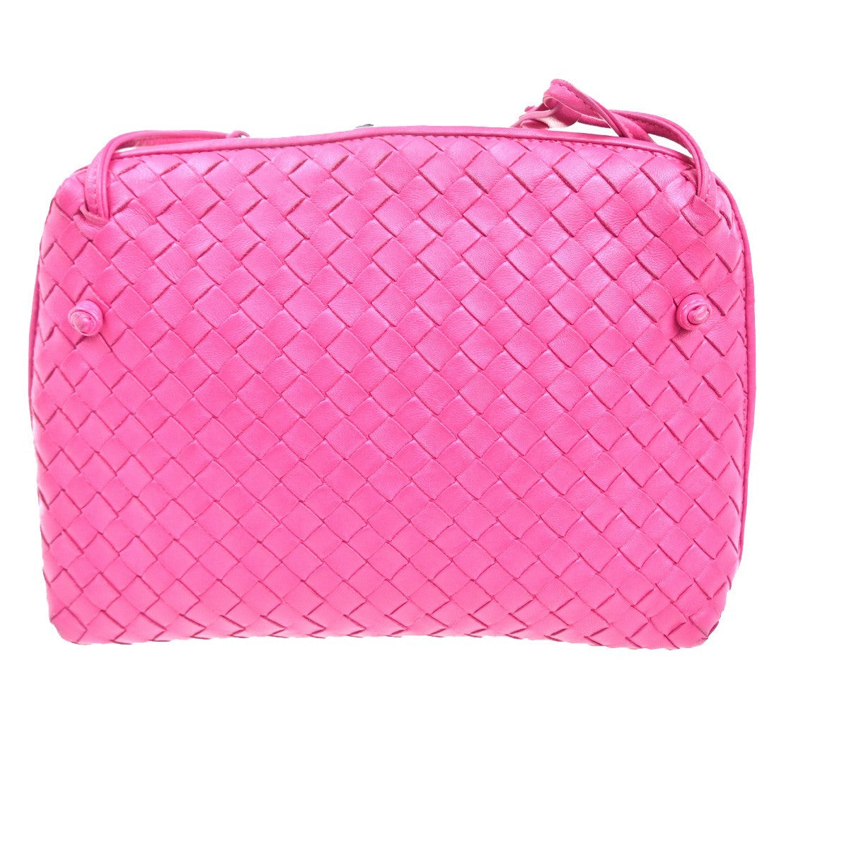 Bottega Veneta Nodini Intrecciato Nappa Pink Leather Shoulder Bag Bag (Pre-Owned)
