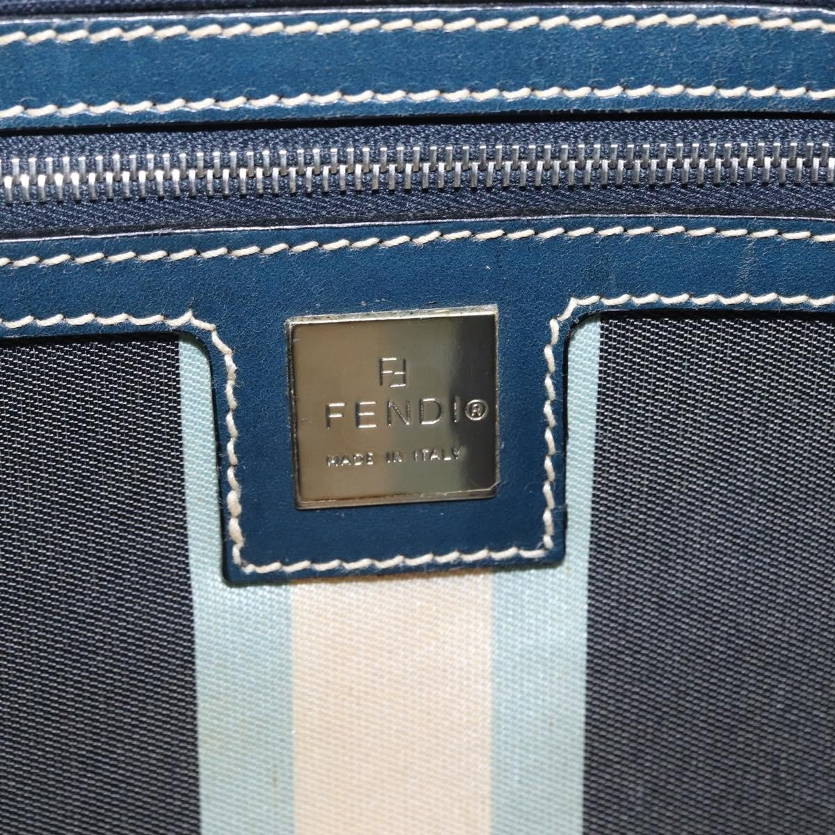Fendi Baguette Canvas Navy Canvas Handbag (Pre-Owned)