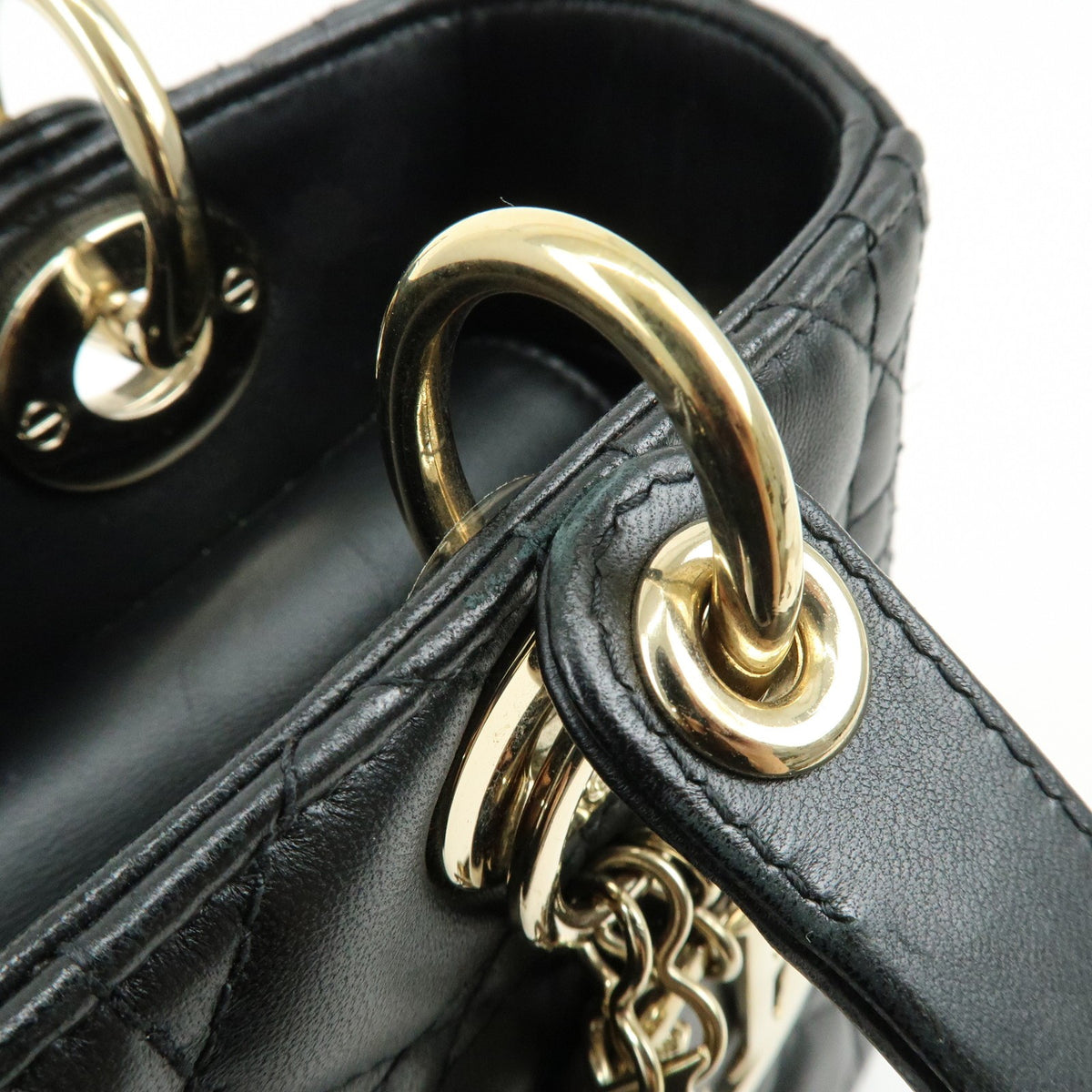 Christian Dior Lady Dior Black Leather Handbag (Pre-Owned)