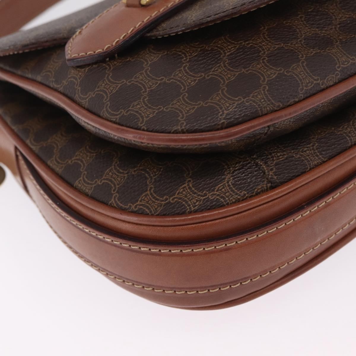Celine Macadam Shoulder Canvas Brown Canvas Crossbody Bag Bag (Pre-Owned)