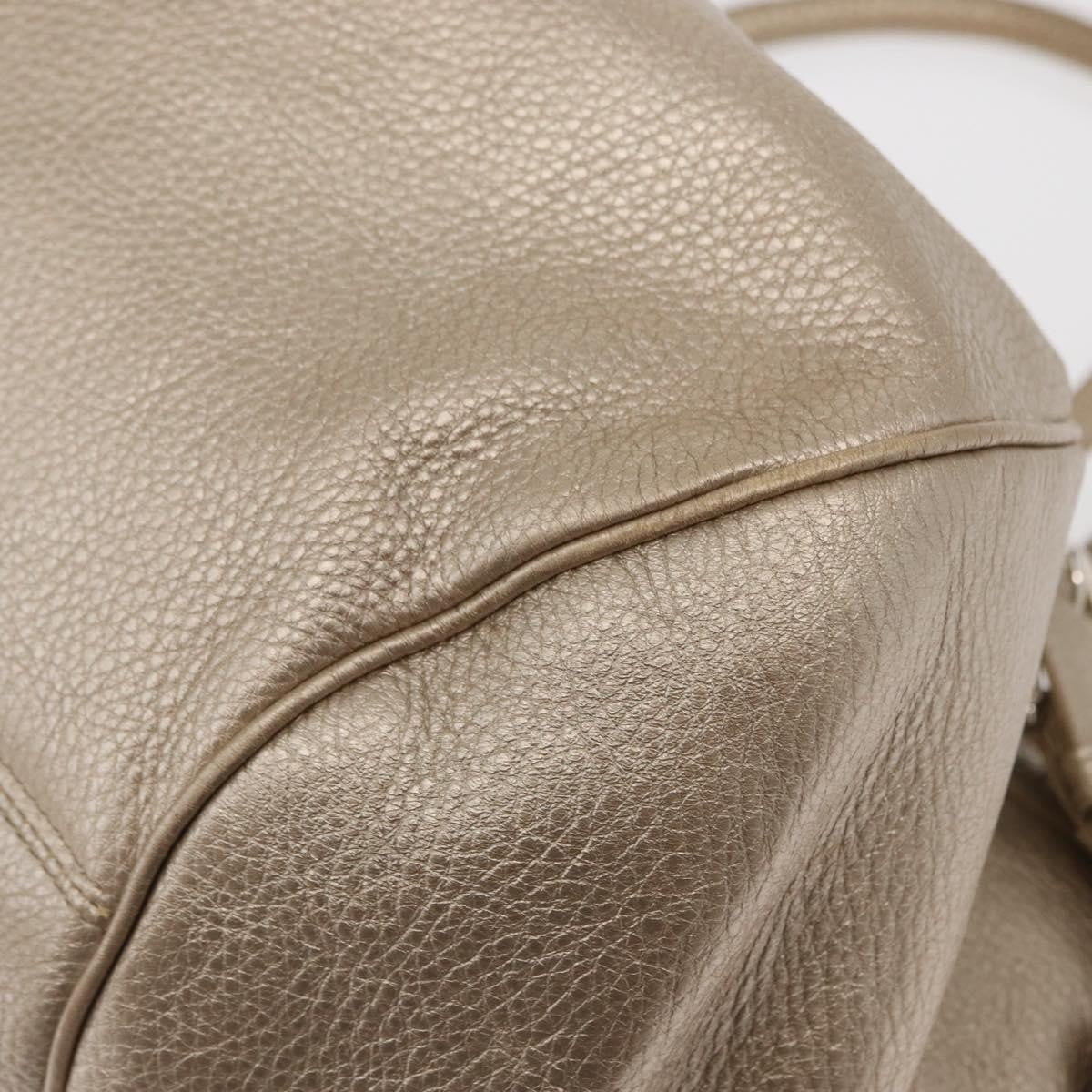 Salvatore Ferragamo Gancini Leather Gold Leather Handbag (Pre-Owned)