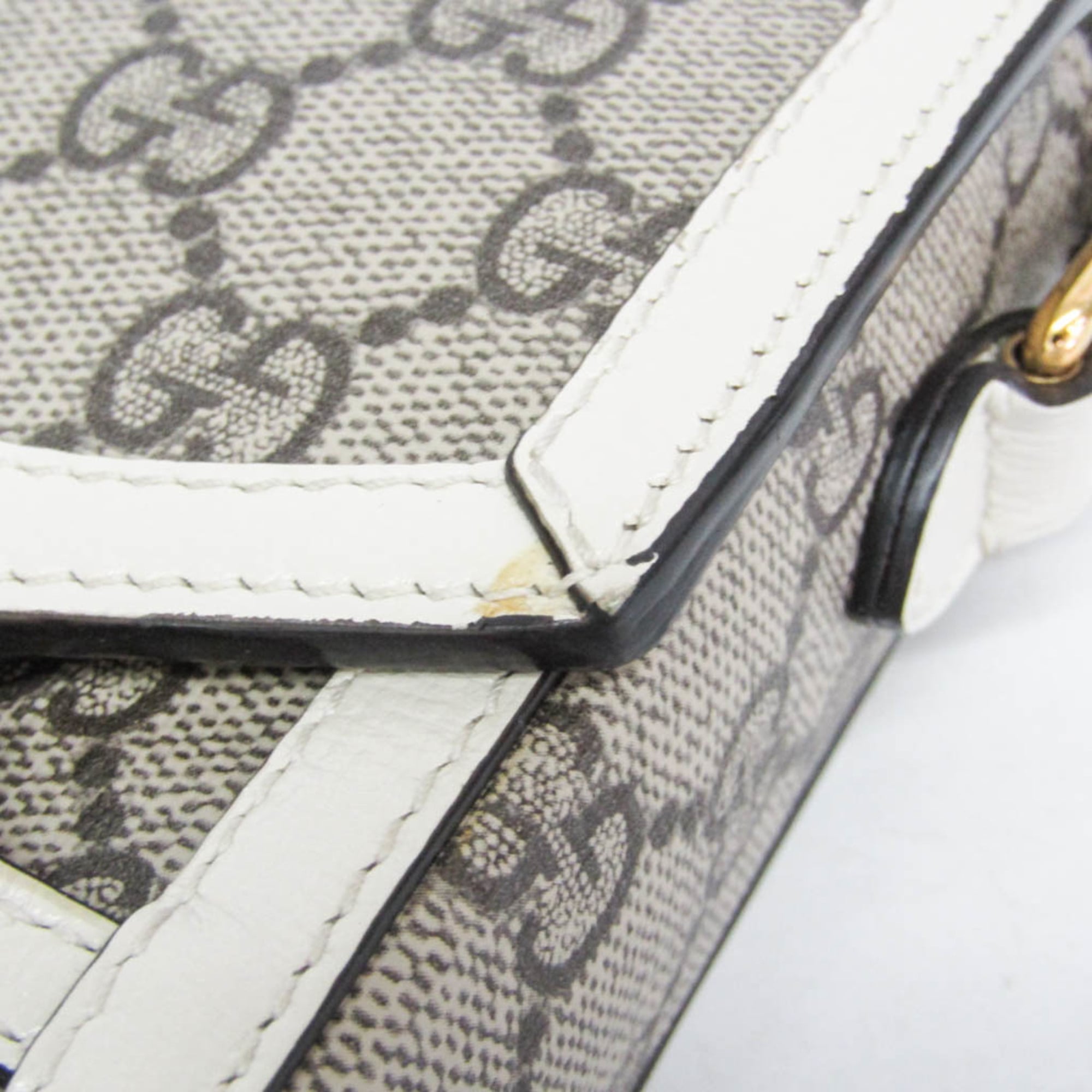 Gucci Horsebit 1955 Gg Coated Canvas With Leather Beige Canvas Crossbody Bag Bag (Pre-Owned)