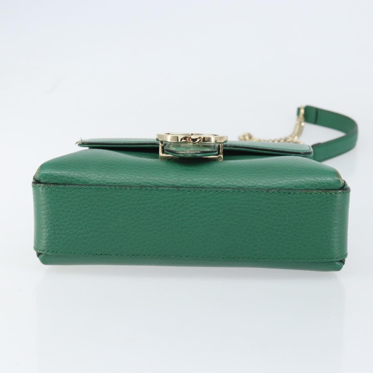 Gucci Interlocking Chain Leather Green Leather Shoulder Bag Bag (Pre-Owned)