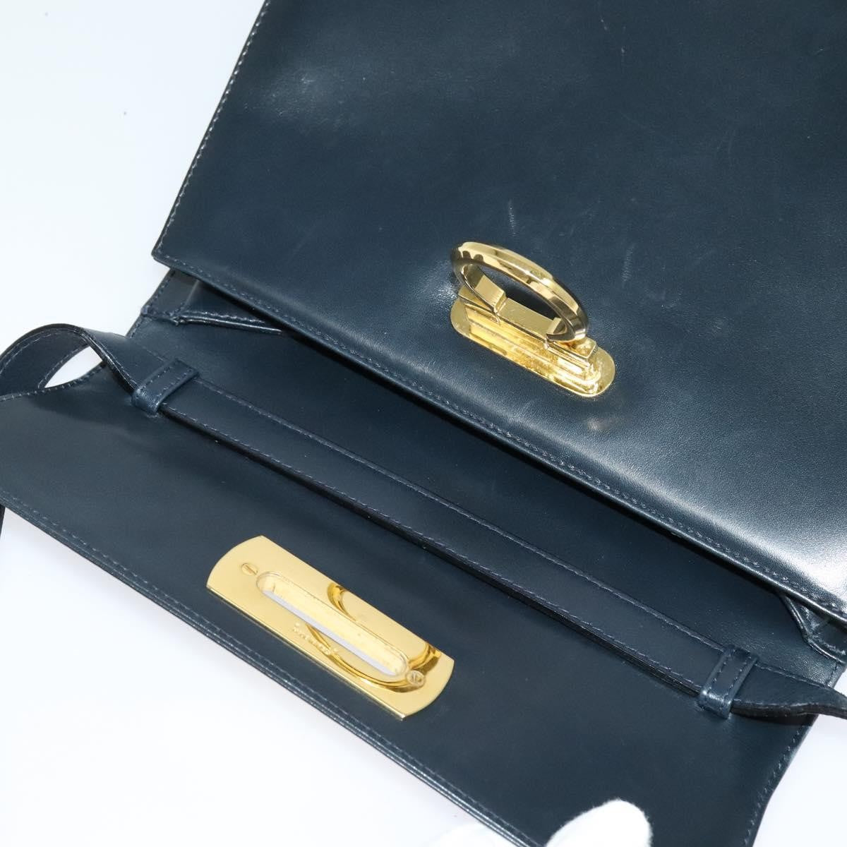 Salvatore Ferragamo Gancini Leather Navy Leather Shoulder Bag Bag (Pre-Owned)