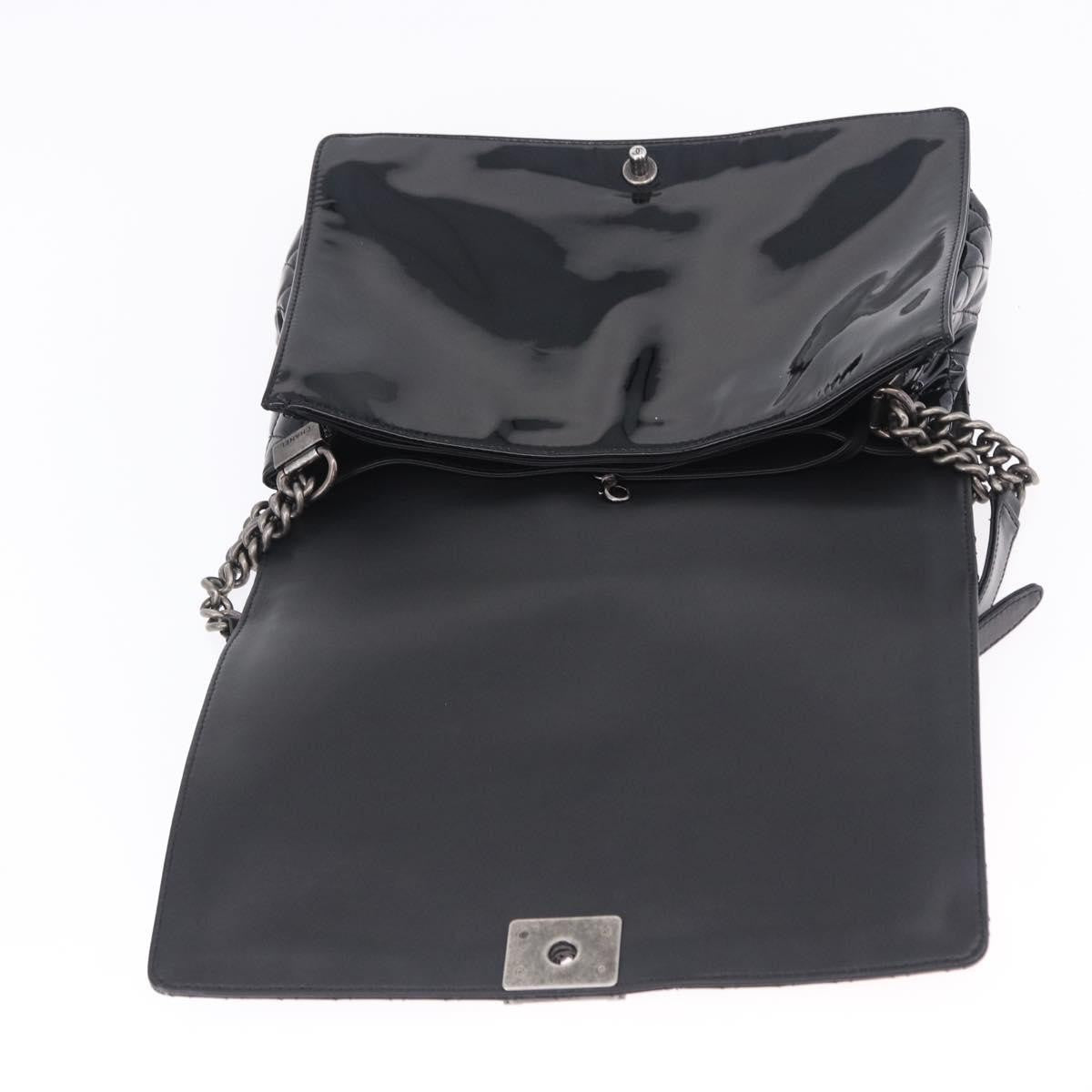Chanel Reverso Boy Flap Patent Black Patent_Leather Shoulder Bag Bag (Pre-Owned)