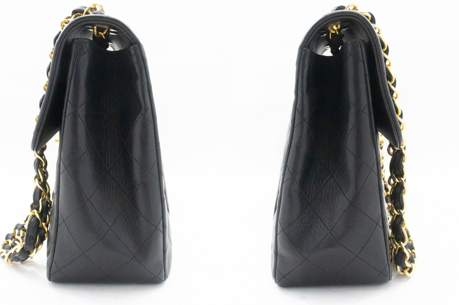 Chanel Classic Flap Lambskin Black Leather Crossbody Bag Bag (Pre-Owned)