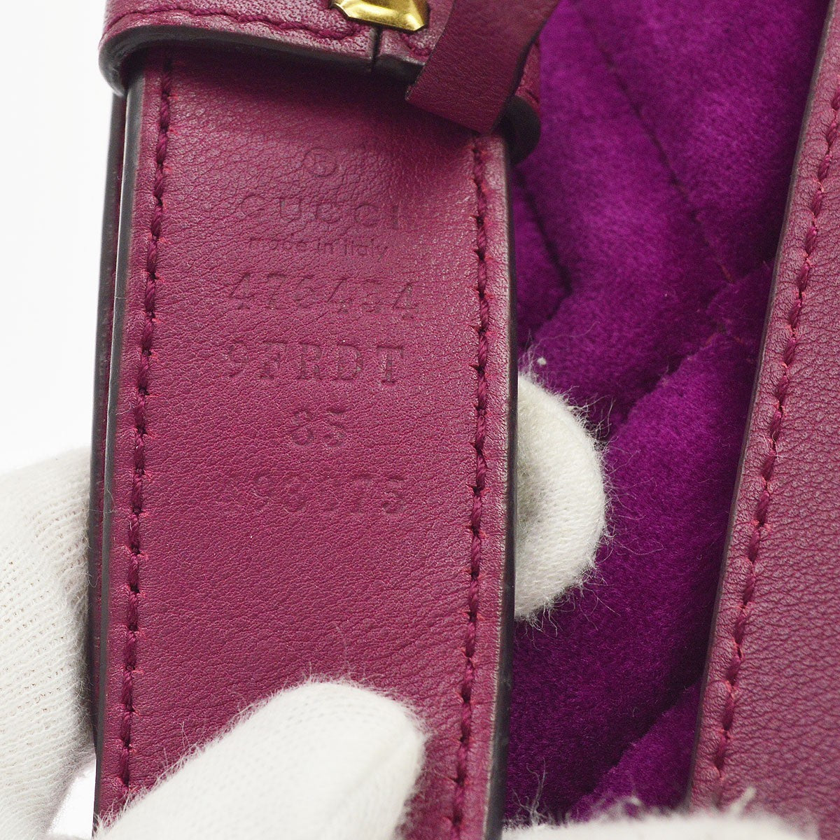 Gucci Gg Marmont Belt Matelasse Velvet Purple Velvet Handbag (Pre-Owned)