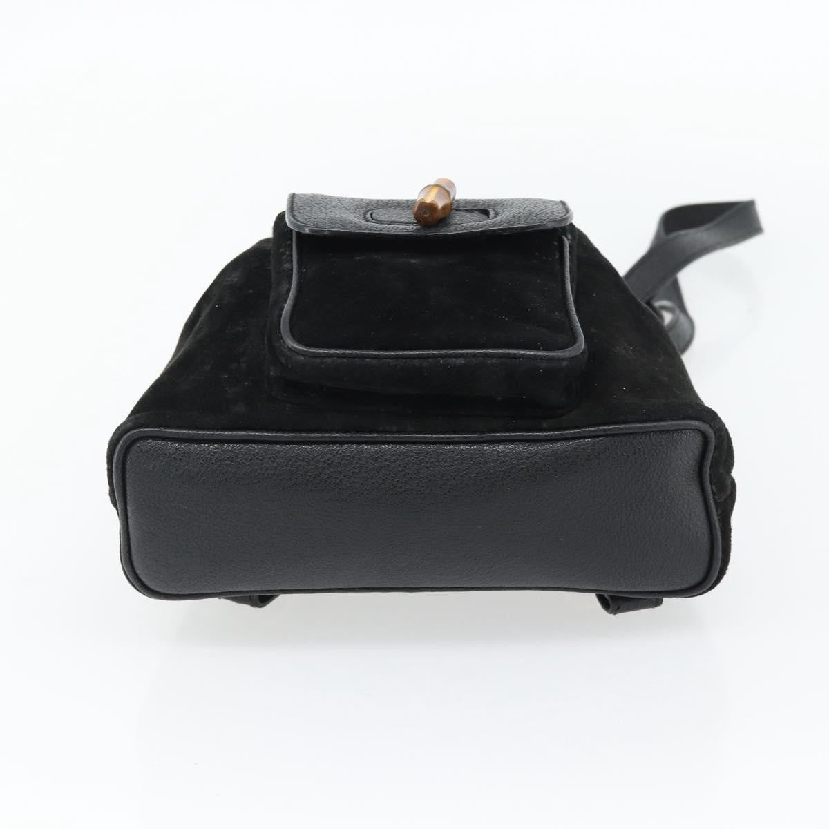 Gucci Vintage Bamboo Suede Black Suede Backpack Bag (Pre-Owned)