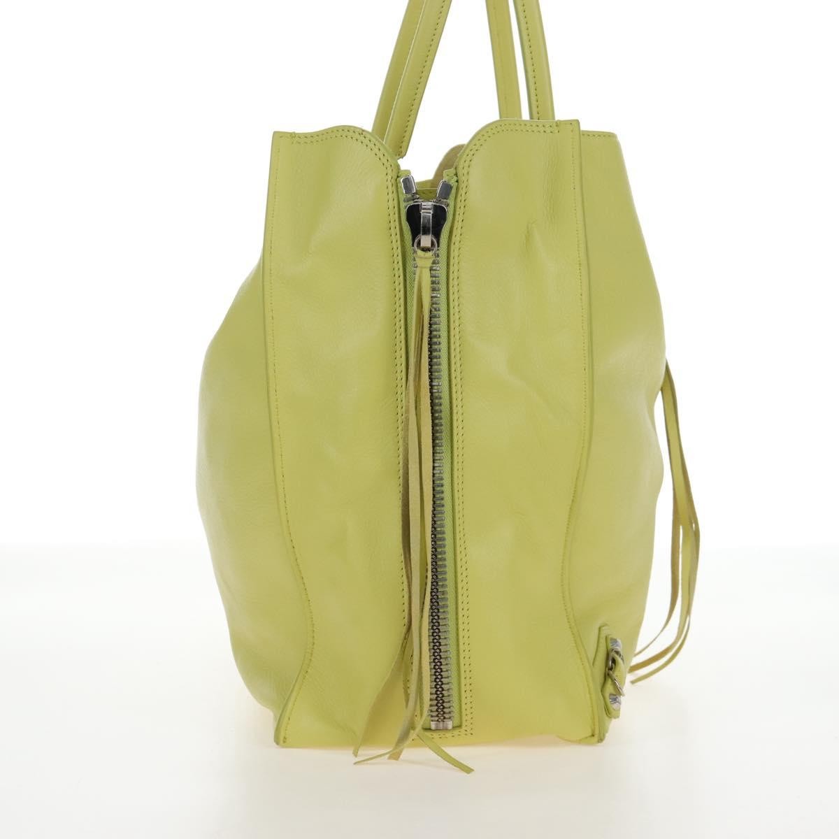 Balenciaga Papier A4 Zip Around Classic Studs Leather Yellow Leather Handbag (Pre-Owned)