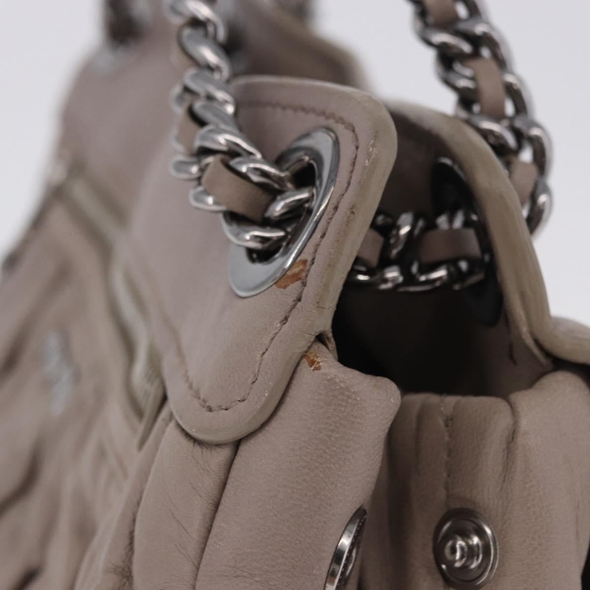 Miu Miu Chain Pushlock Matelassé Nappa Leather Beige Leather Shoulder Bag Bag (Pre-Owned)