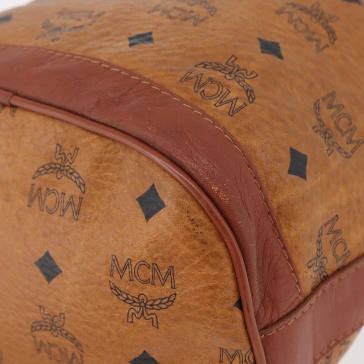 MCM Visetos Canvas And Leather Brown Canvas Shoulder Bag Bag (Pre-Owned)