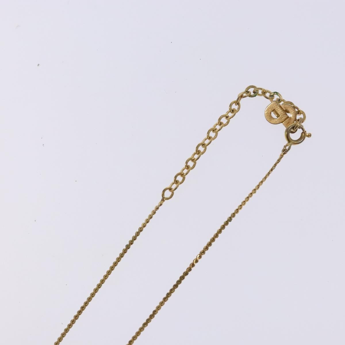 Christian Dior Round Logo Pendant Metal With Crystal Gold Metal Necklace Jewelry (Pre-Owned)